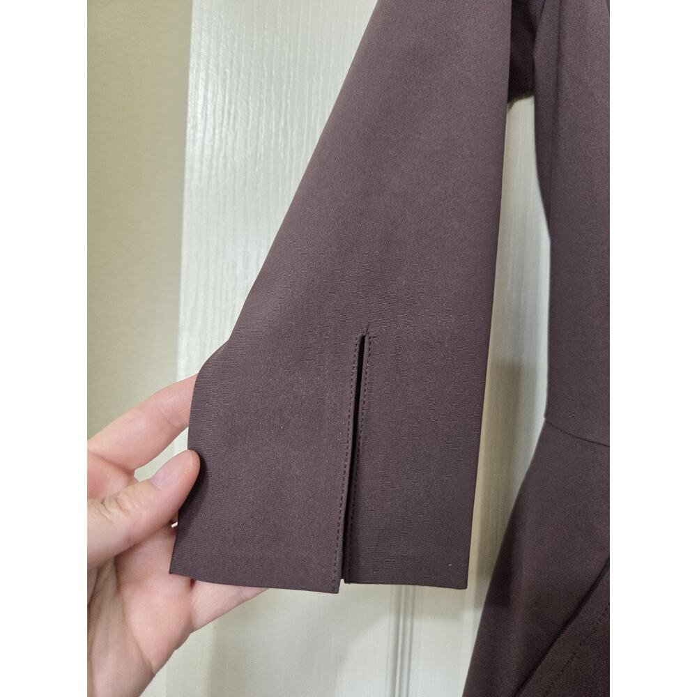QOR Raisin Brown Asymmetrical Neckline 3/4 Sleeve Knee Length Dress NWT, Small - Picture 7 of 15